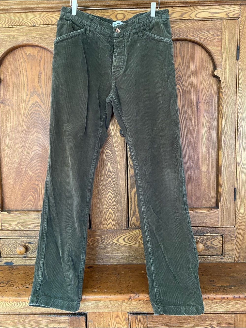 Taylor Stitch 33 green corduroy pants organic cotton 32 inseam